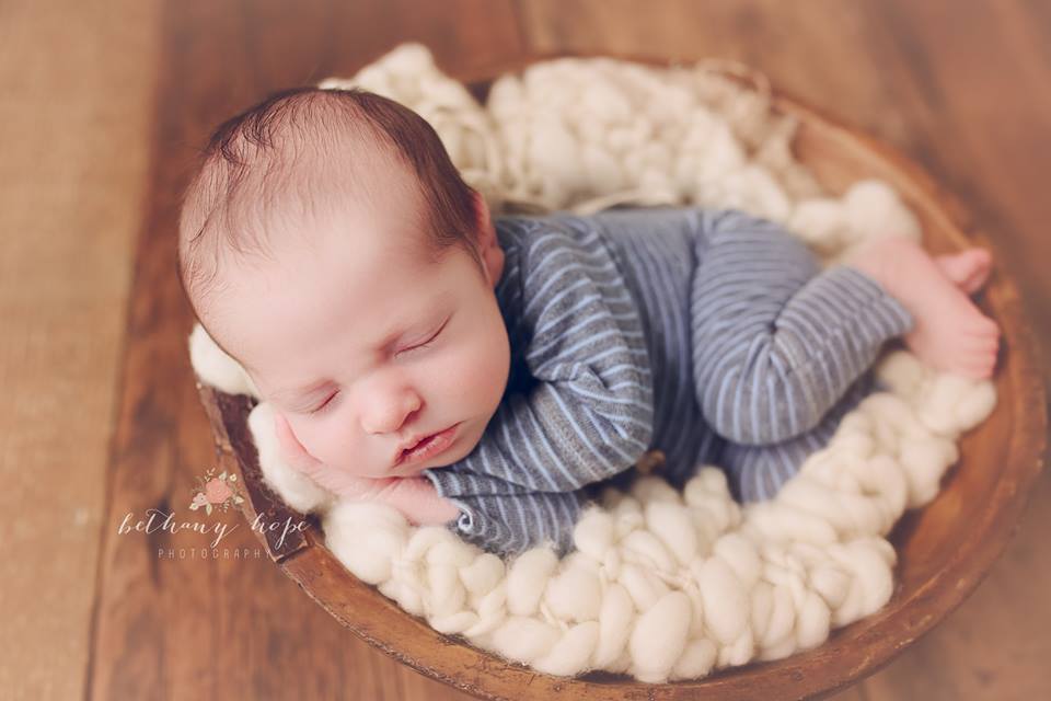 First official newborn BOY in the studio today!! Meet Kevin - day 11 Just snoozin' in his little pj's