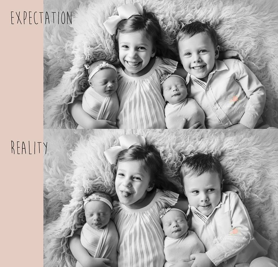 The sibling photo. One of the most important shots in a newborn family session. So here it is! Expectation vs. reality ;)