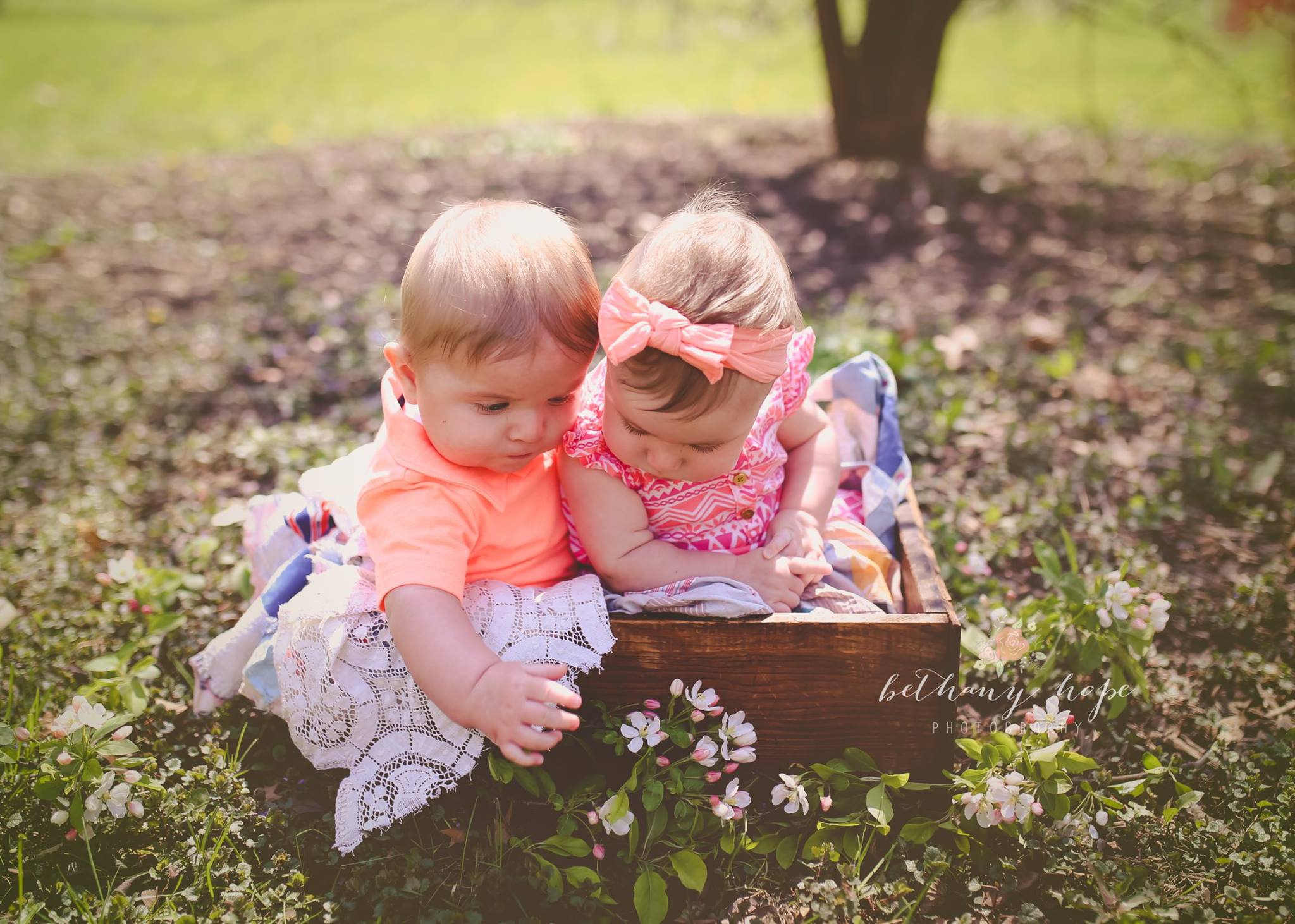 Twins are my favoriteeee! I also stuck them in crates for their newborn session, too ;) I'll need to get some bigger crates for their 1 year :) I love watching aaaall my babes grow!