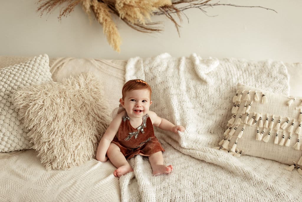 sweet baby girl in rustic Chicago baby session