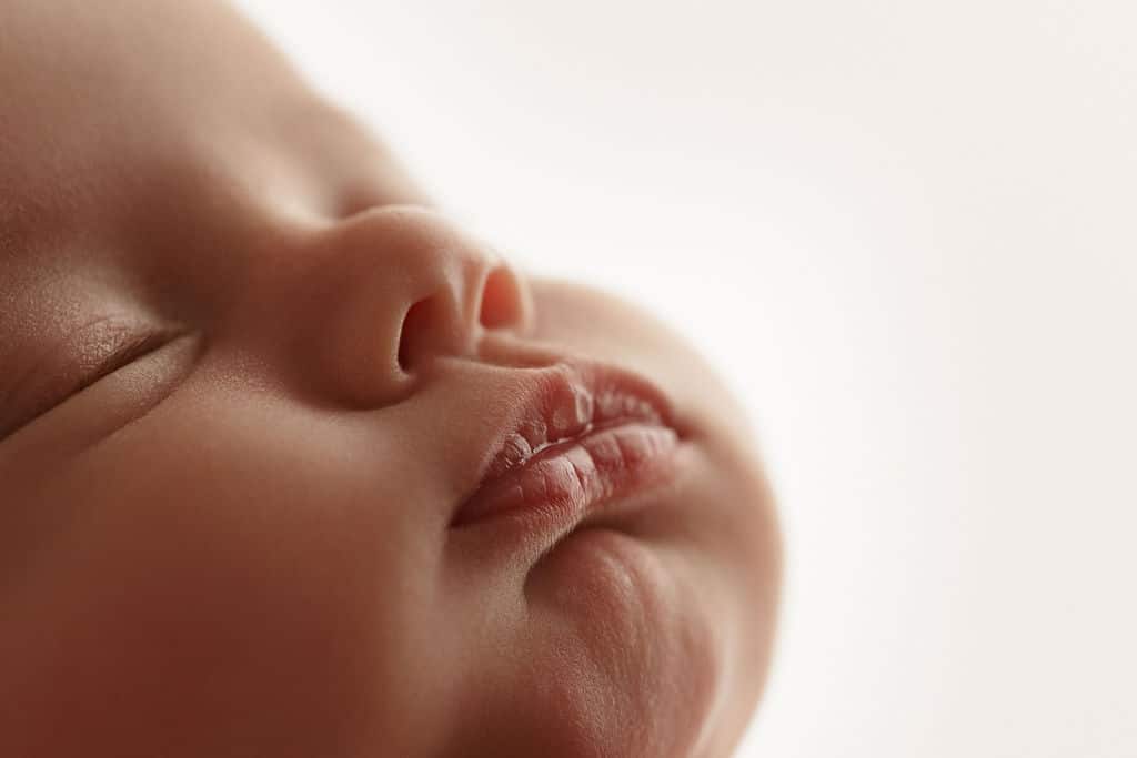 close up baby features