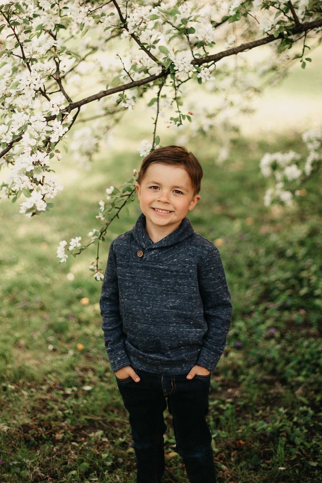 brother in trees in photo shoot