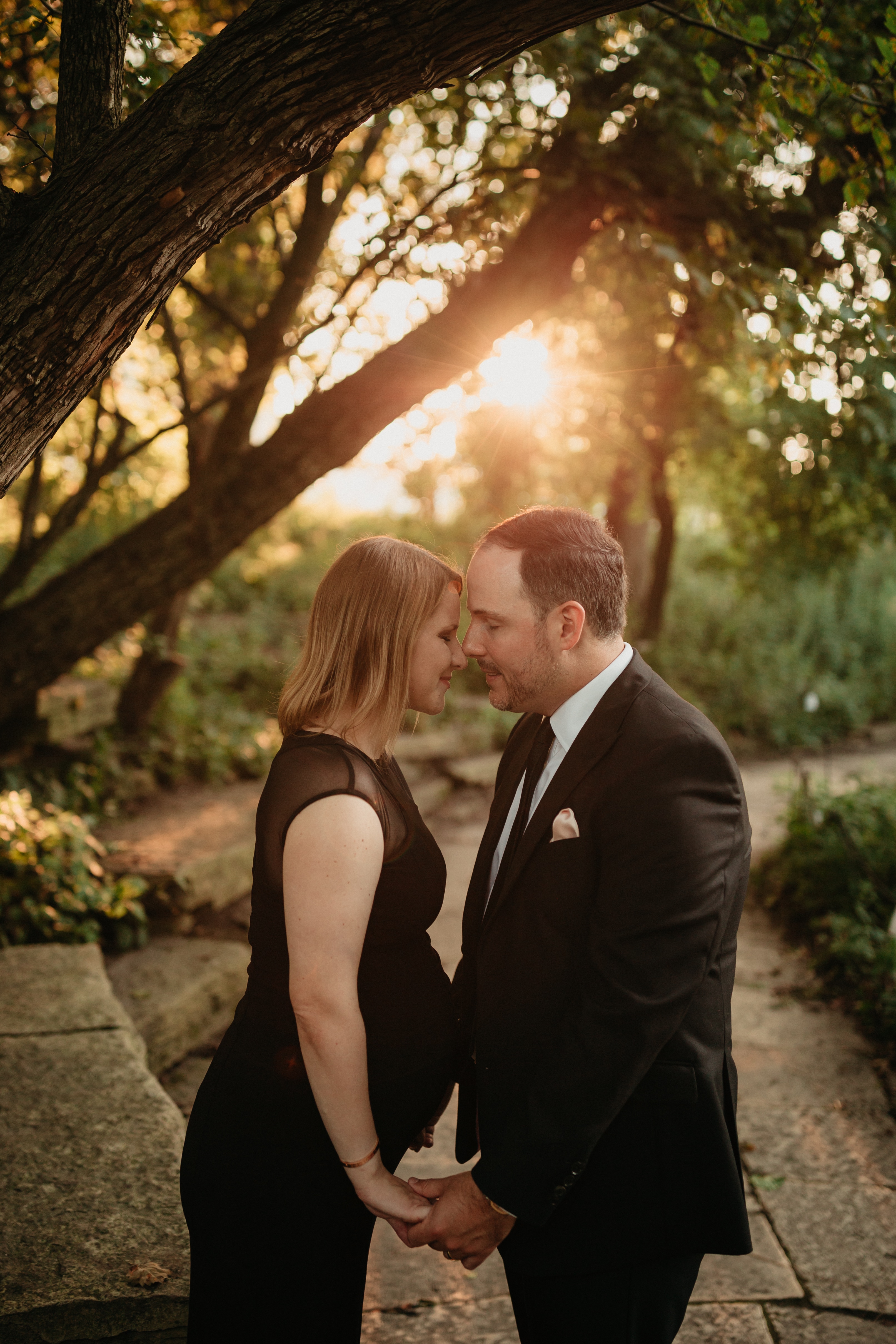 expecting couple at sunset Chicago