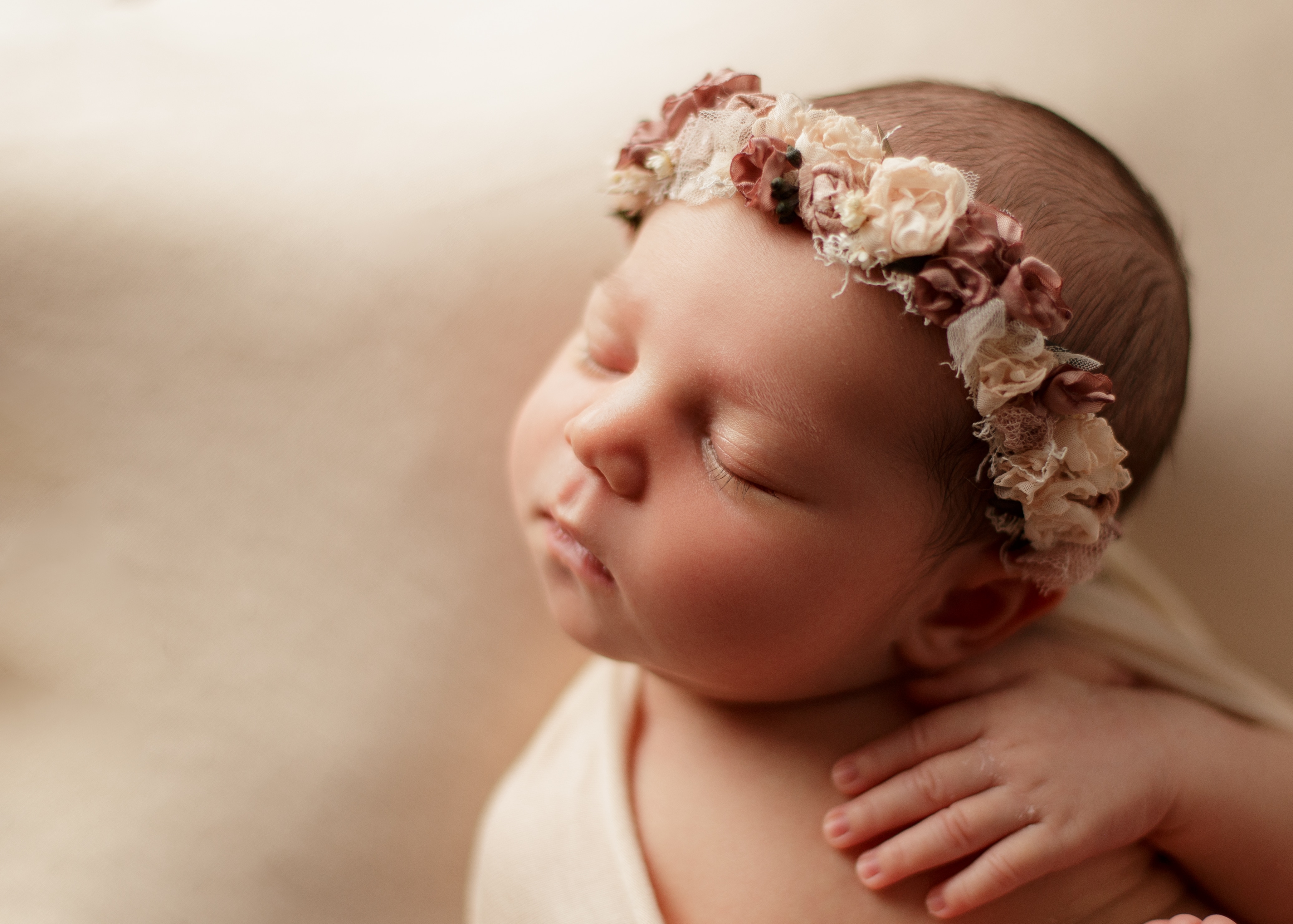 baby girl in Chicago newborn studio