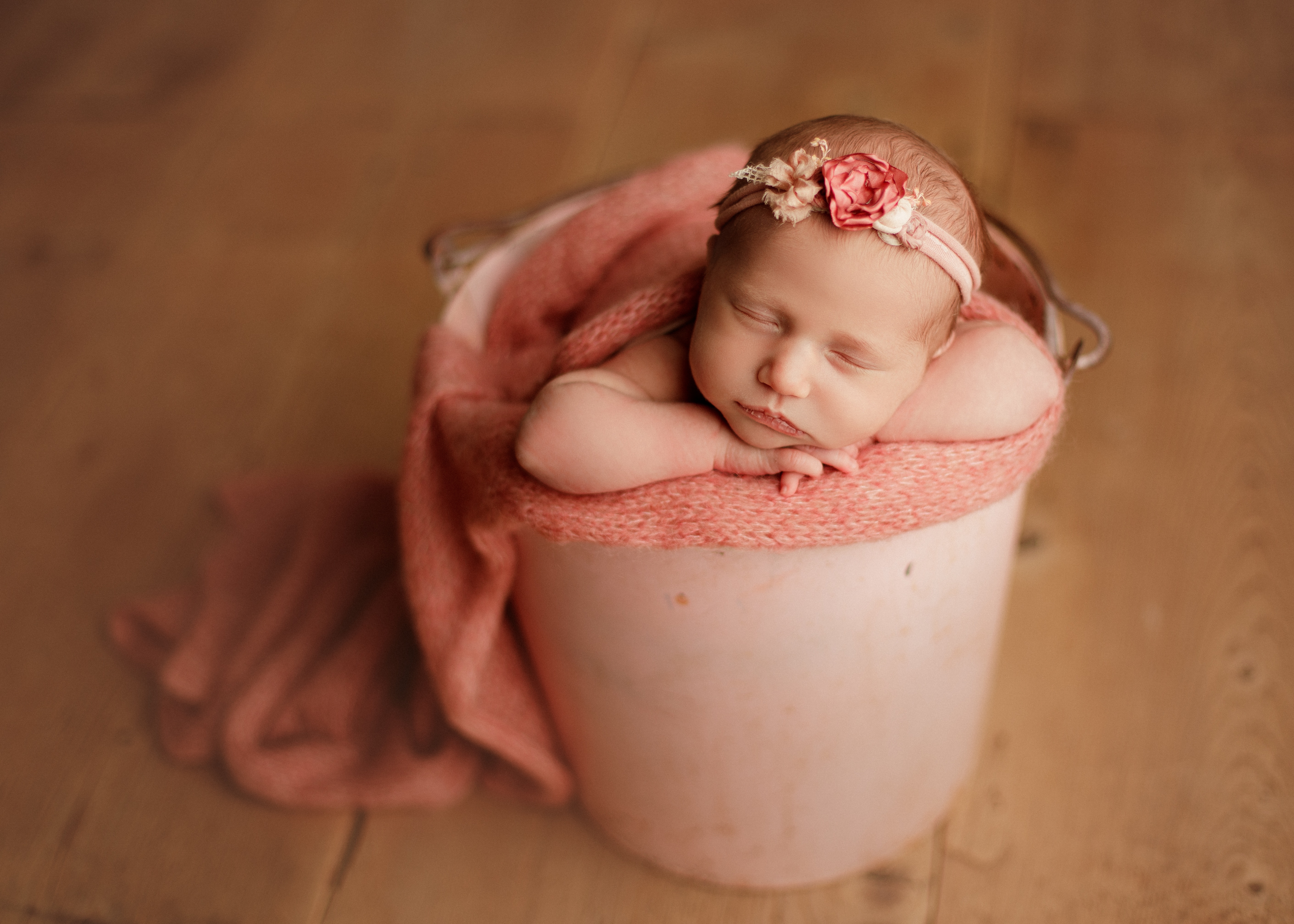 newborn baby girl in bucket in Chicago