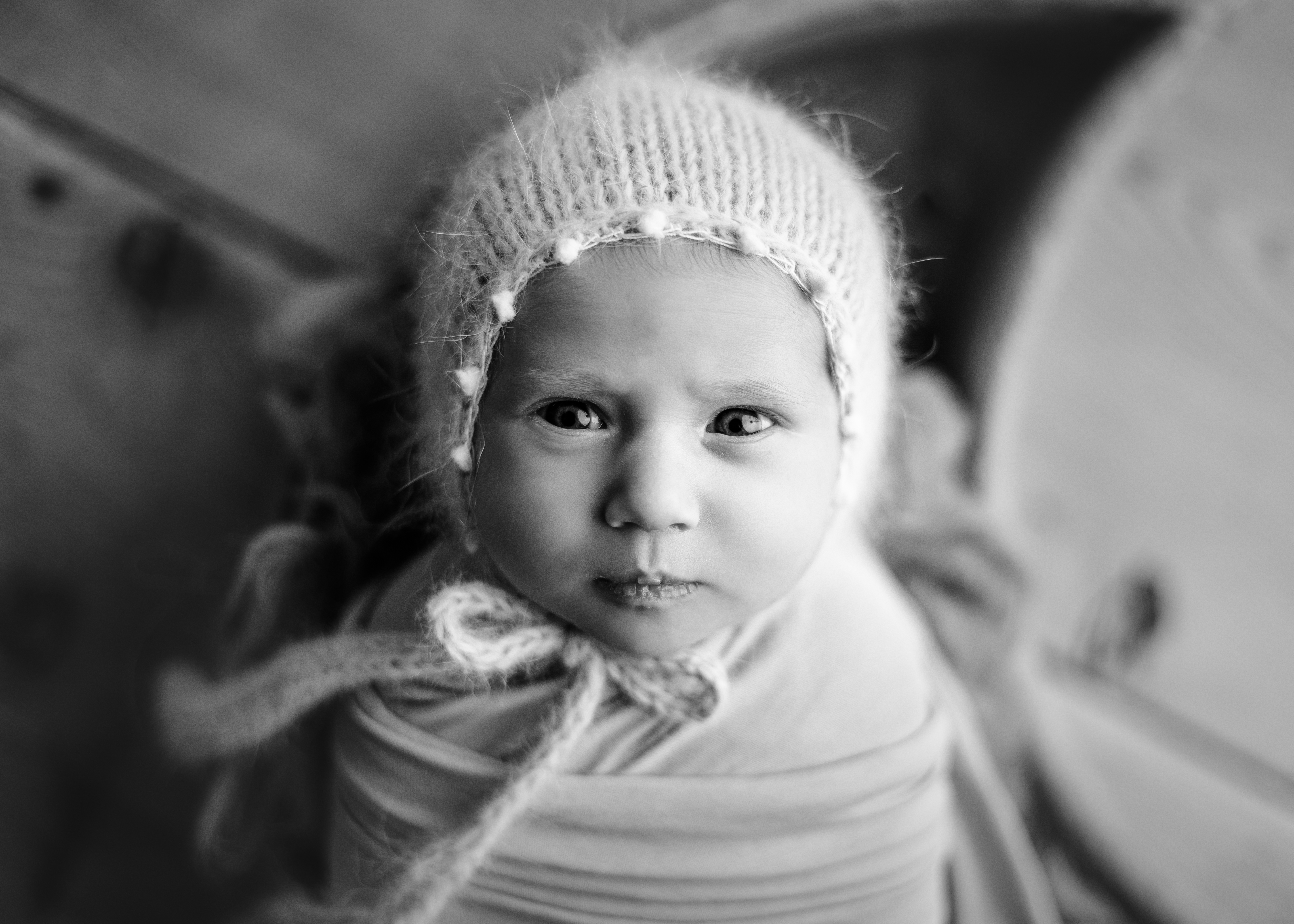 black and white newborn baby girl photos