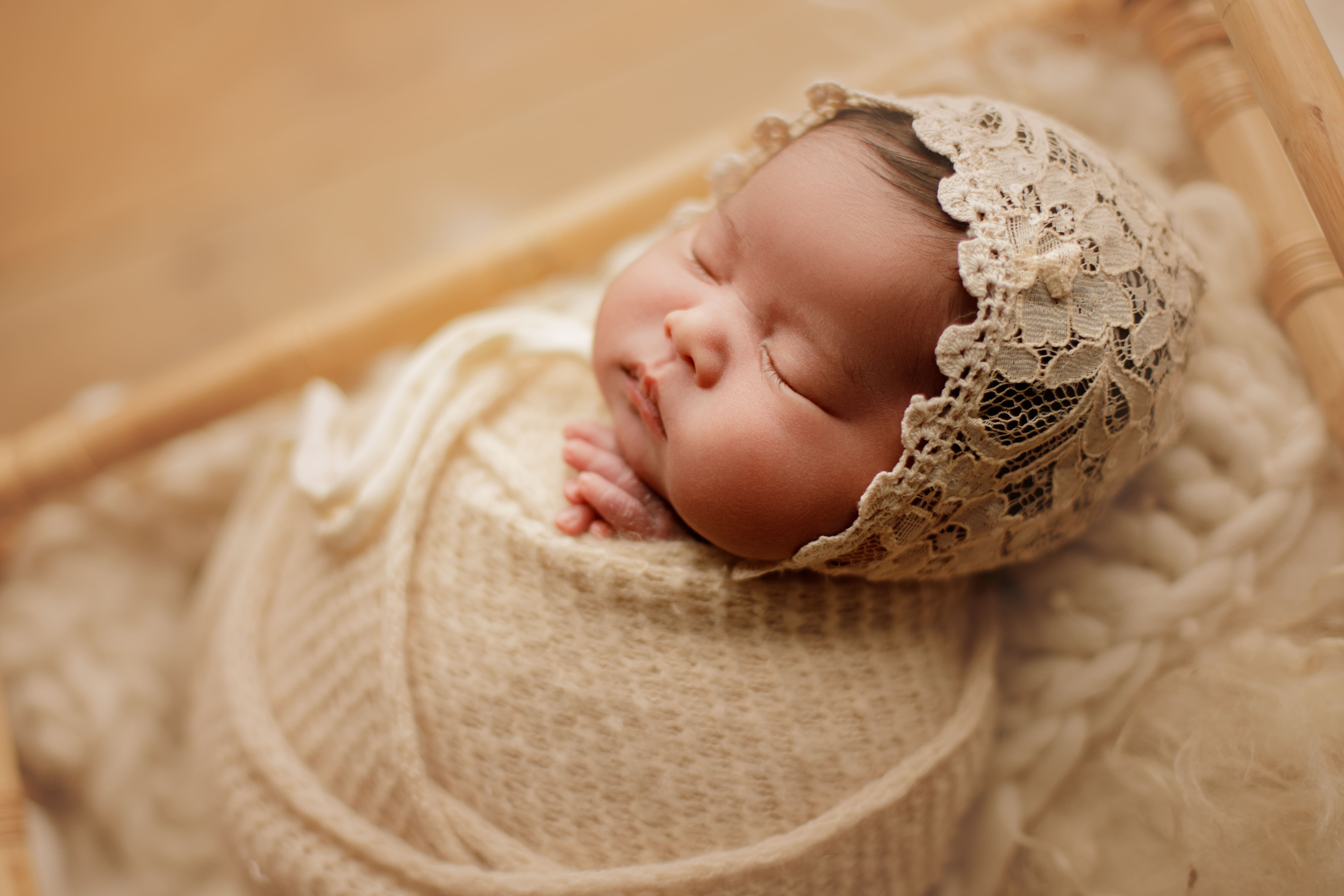 newborn baby girl in Chicago newborn studio