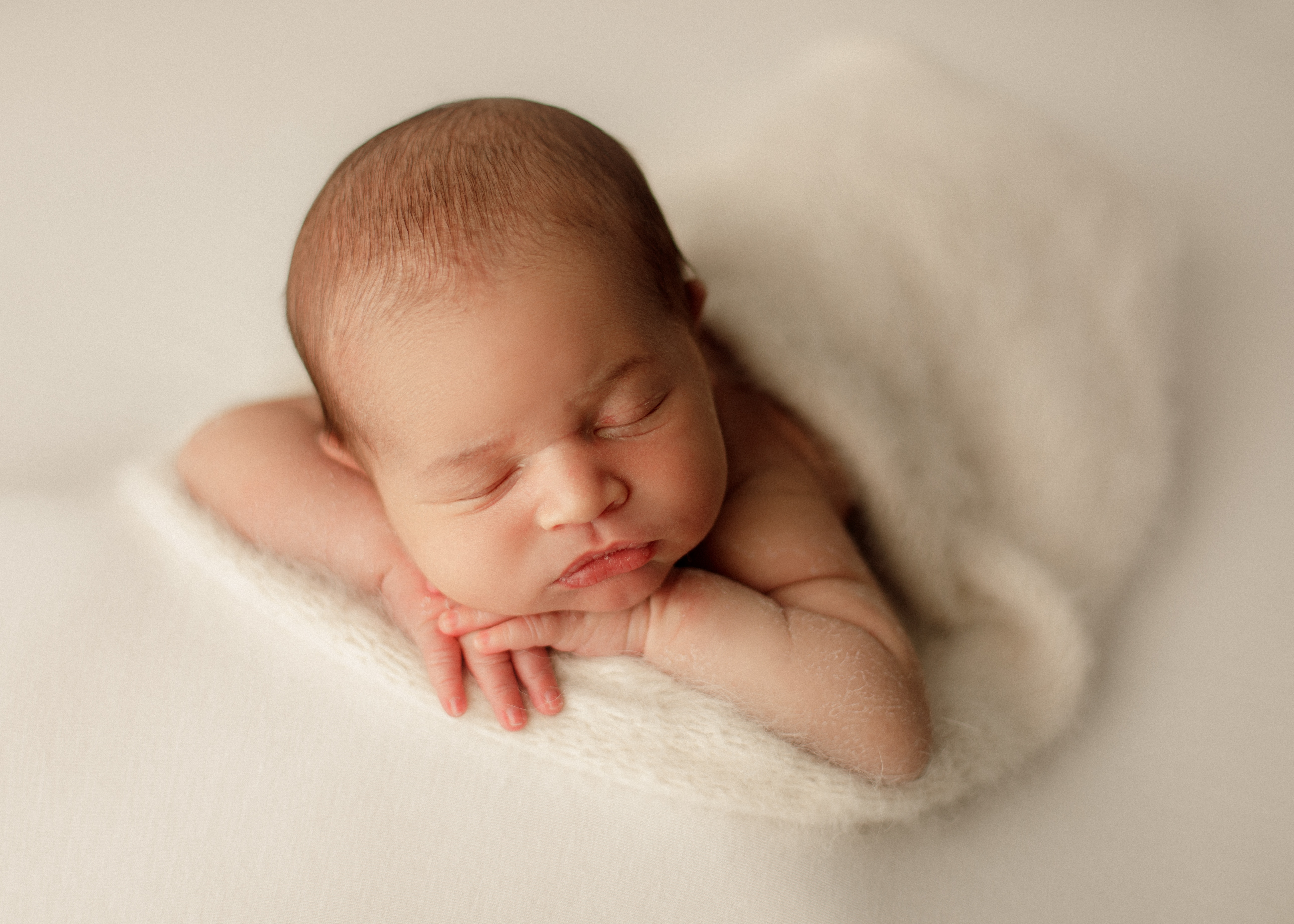 sleeping baby boy at Chicago newborn studio