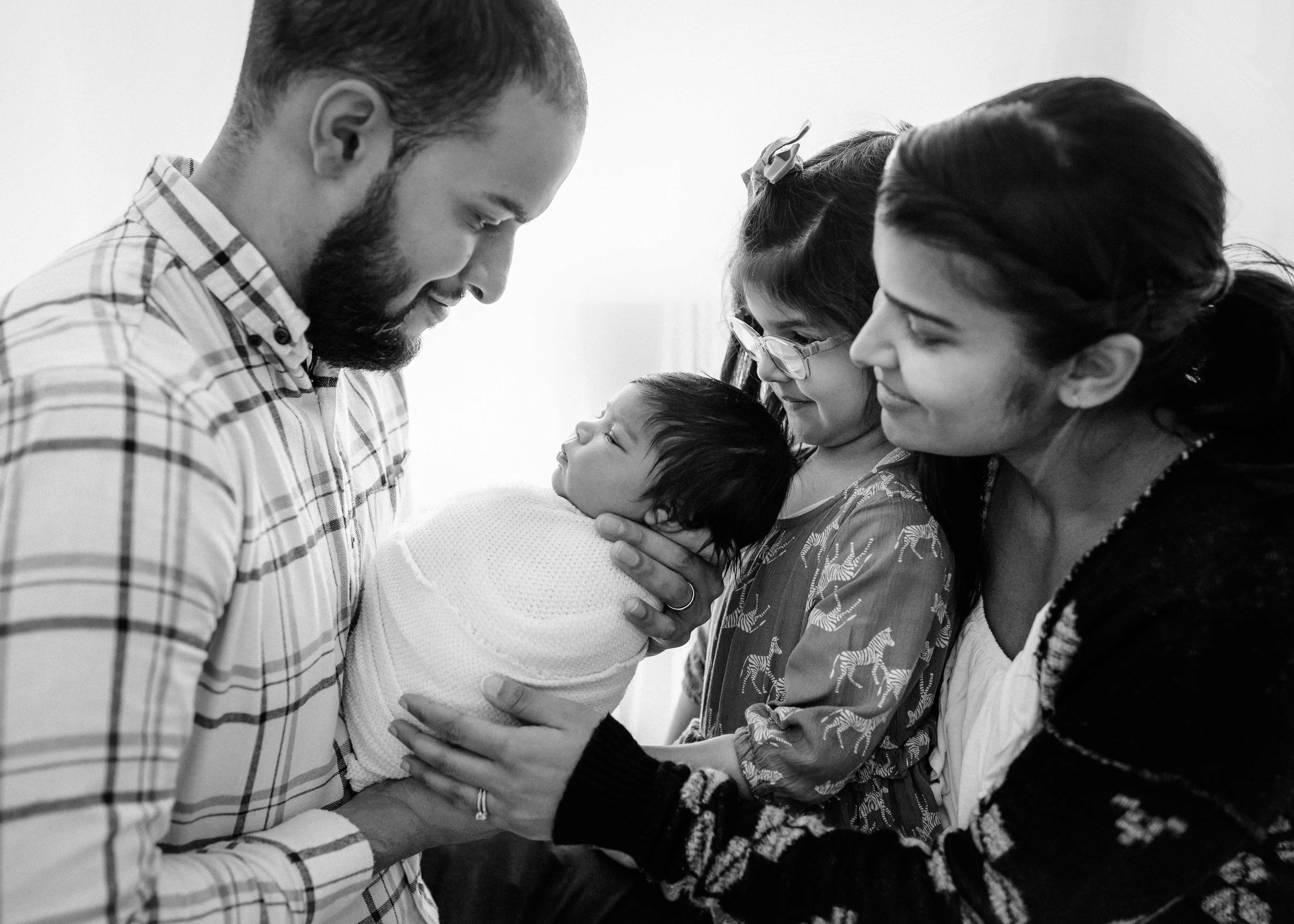 black and white newborn photography