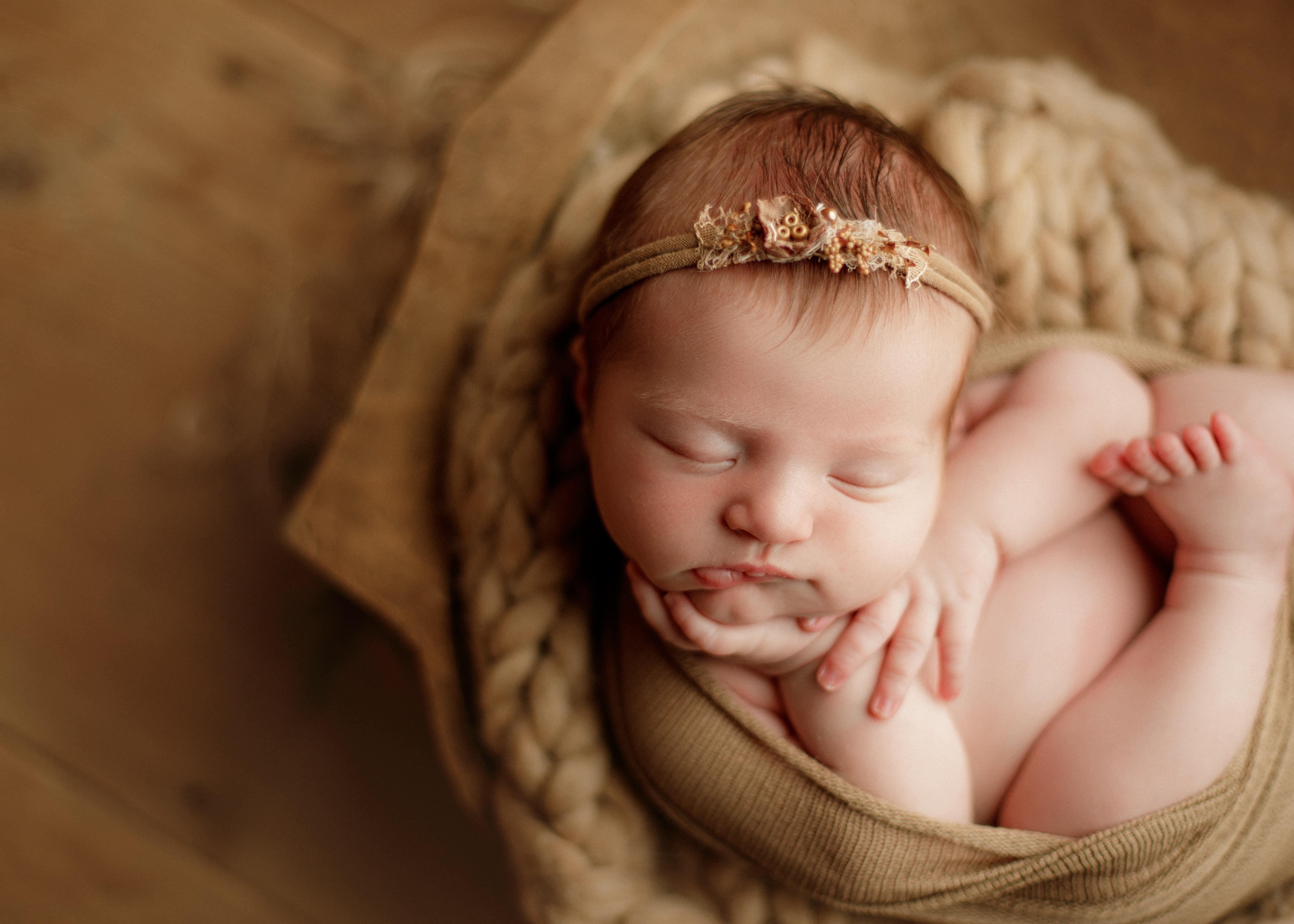 newborn baby girl in photo studio, Chicago