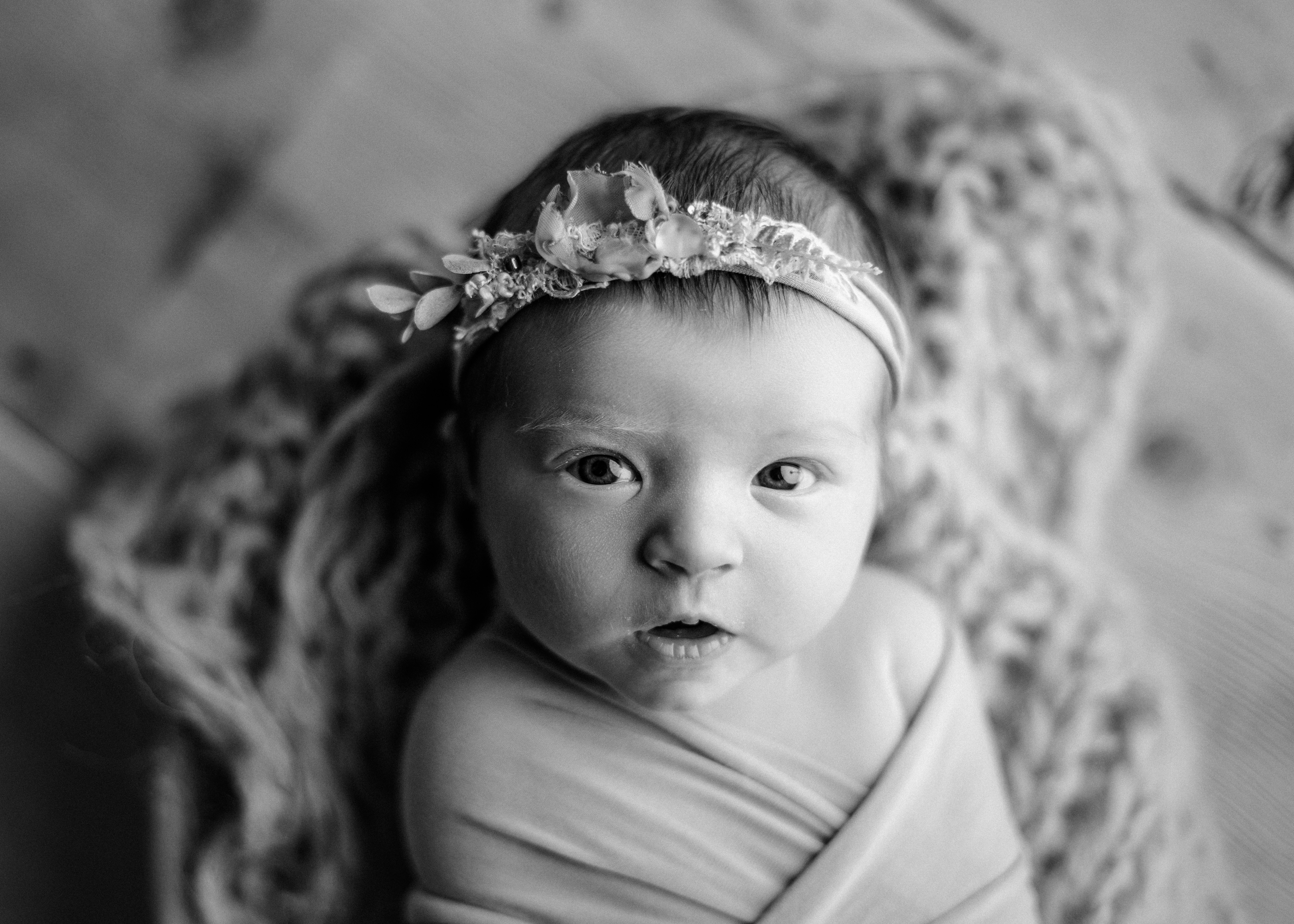 black and white newborn photography