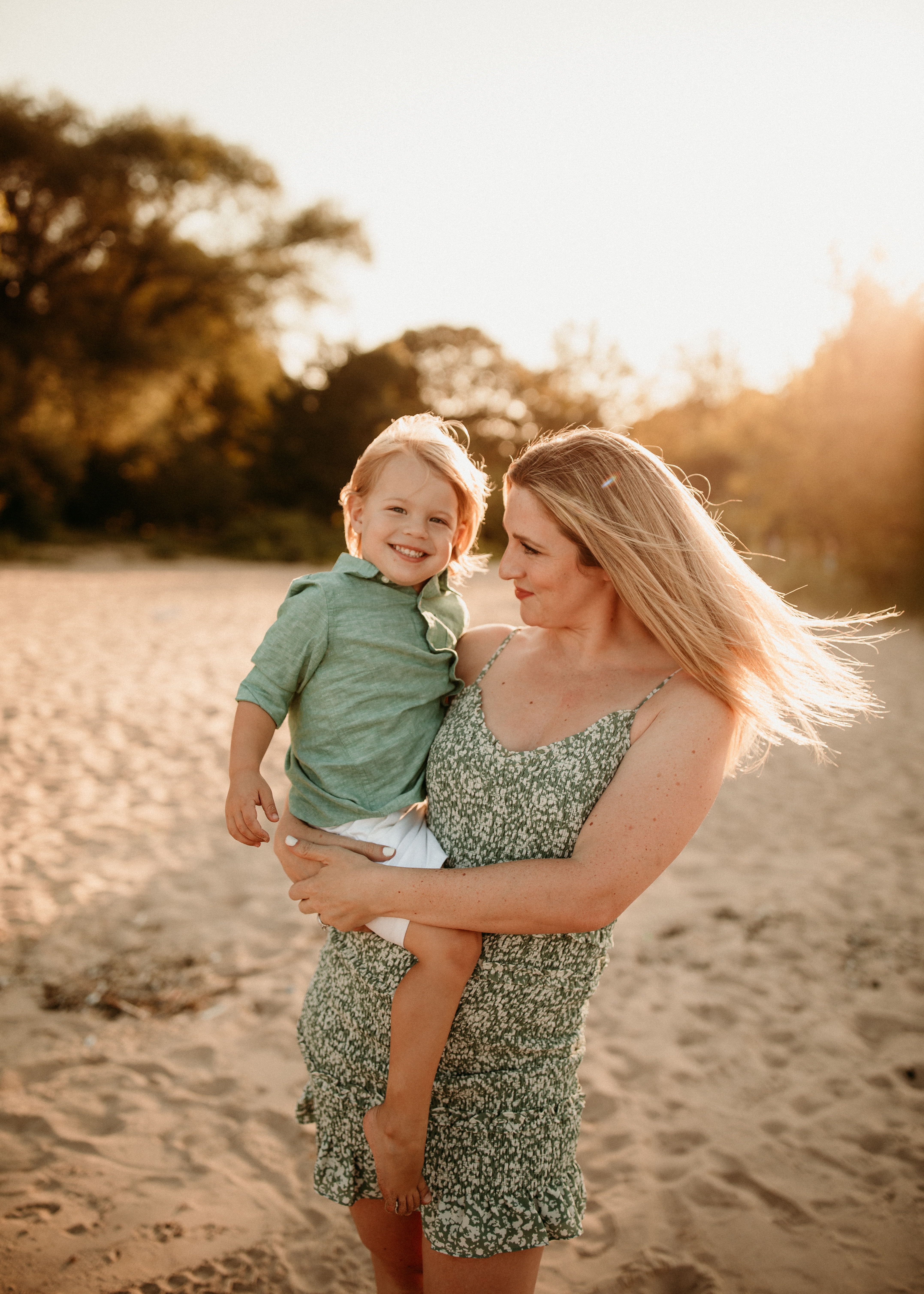 mother and son beach family photo shoot Chicago