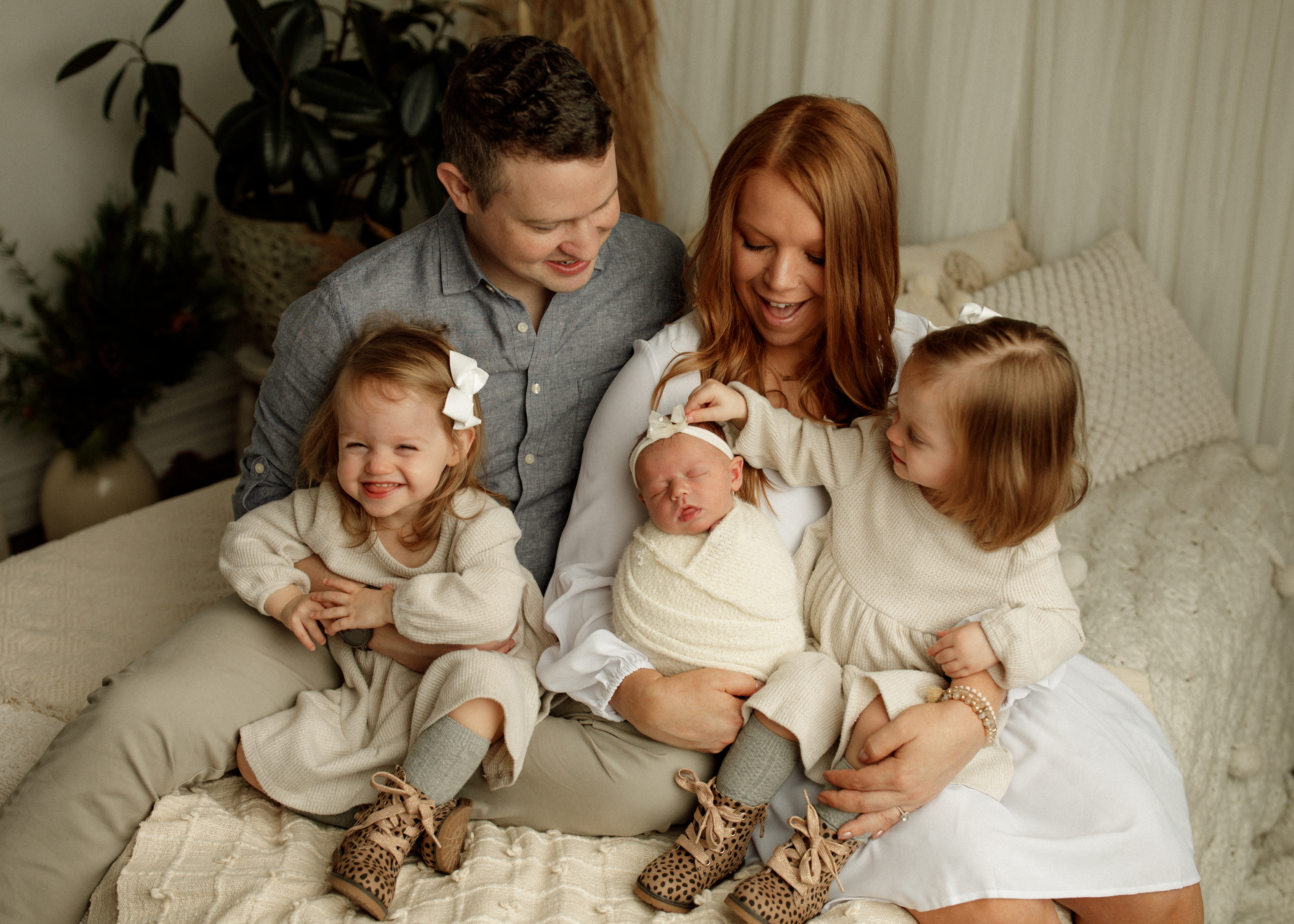 sweet family at newborn session in Chicago