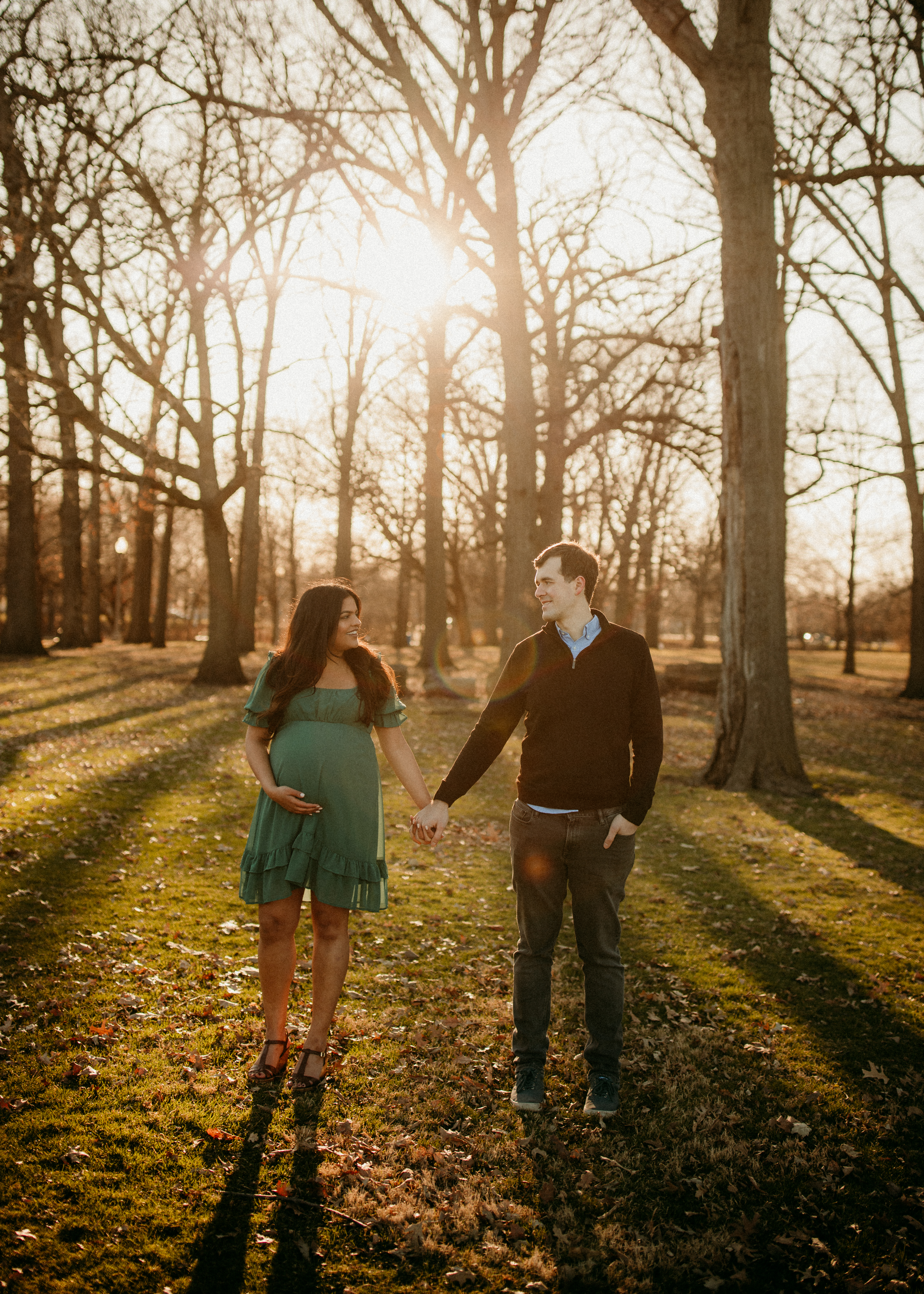 happy couple at maternity photo session