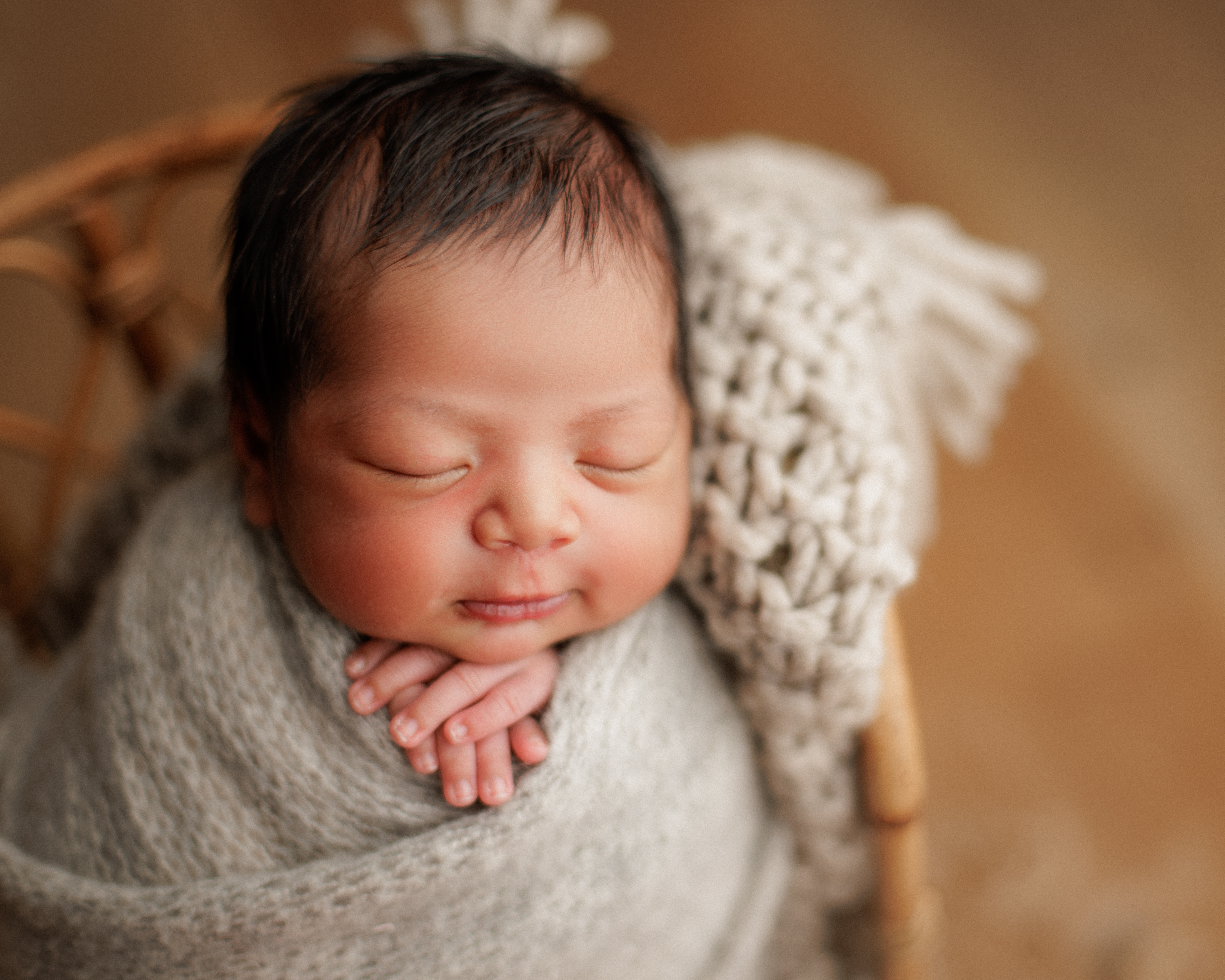 little smilie with newborn