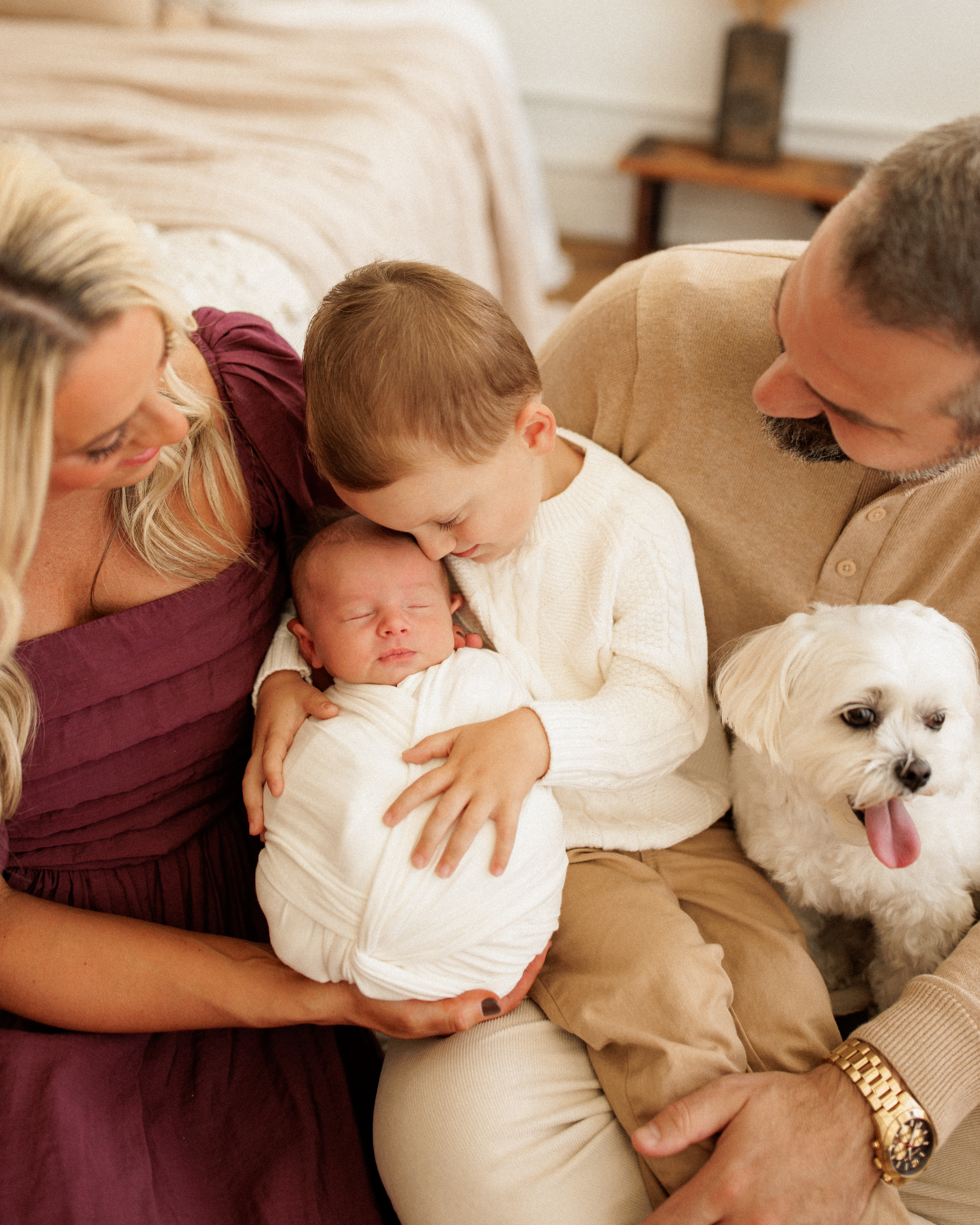 newborn baby with dog photography Chicago